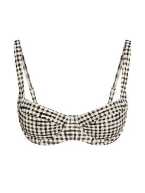Monday Swimwear SORRENTO TOP - BLACK GINGHAM - size petite NWT!